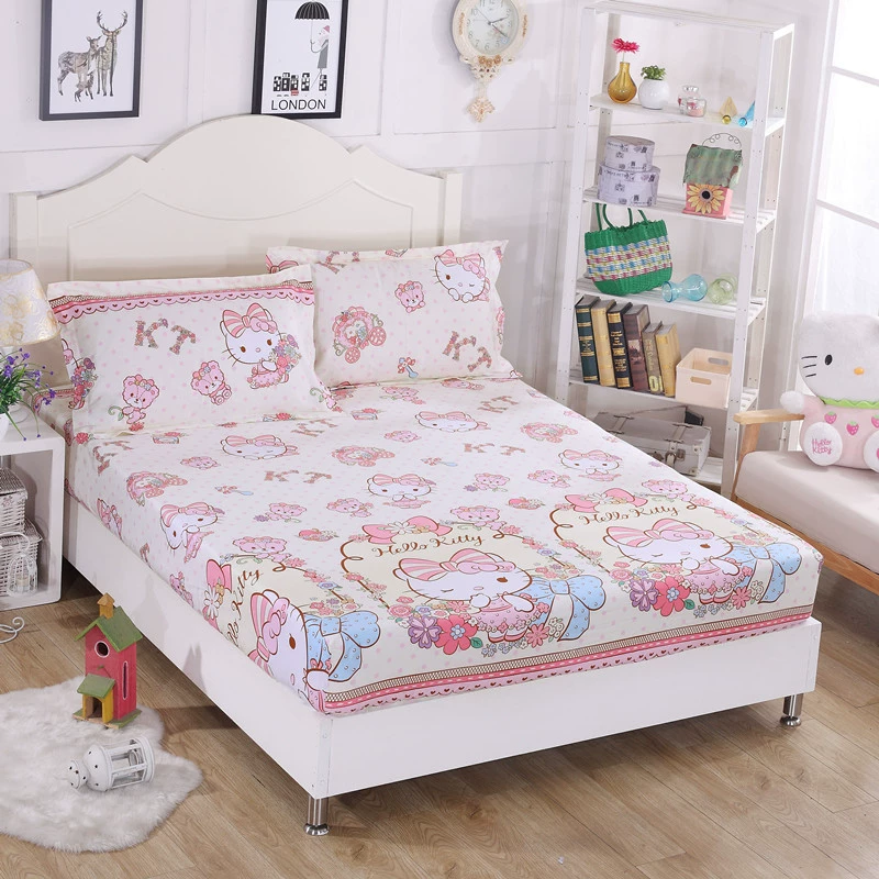 Giường đơn mảnh bông 笠 HelloKitty bông trẻ em phim hoạt hình tấm ga trải giường bìa Simmons giường bìa 1 m 2 đặc biệt cung cấp Ga chun và ga phủ