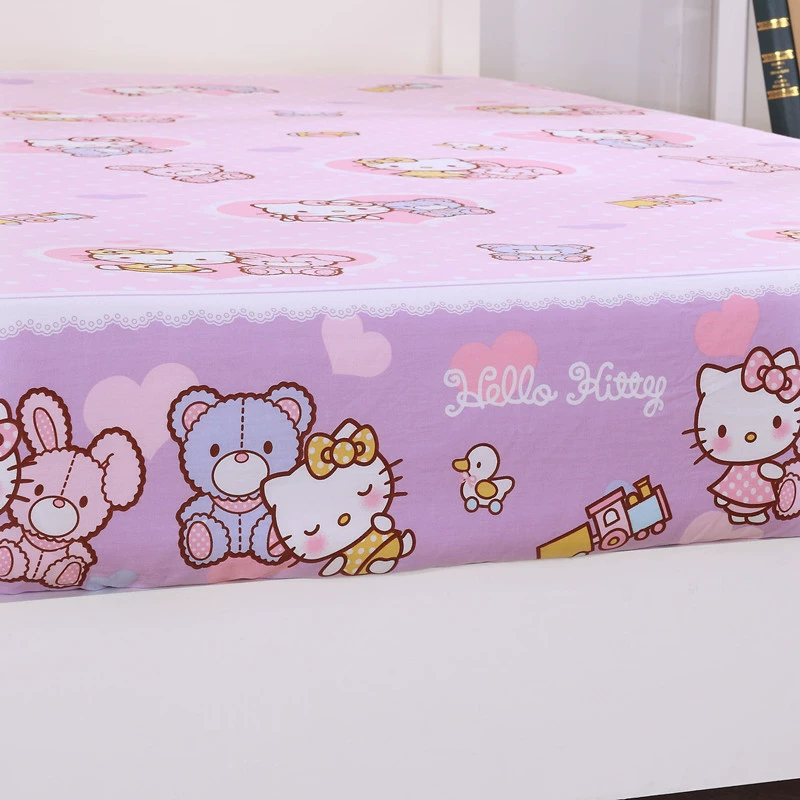 Giường đơn mảnh bông 笠 HelloKitty bông trẻ em phim hoạt hình tấm ga trải giường bìa Simmons giường bìa 1 m 2 đặc biệt cung cấp Ga chun và ga phủ