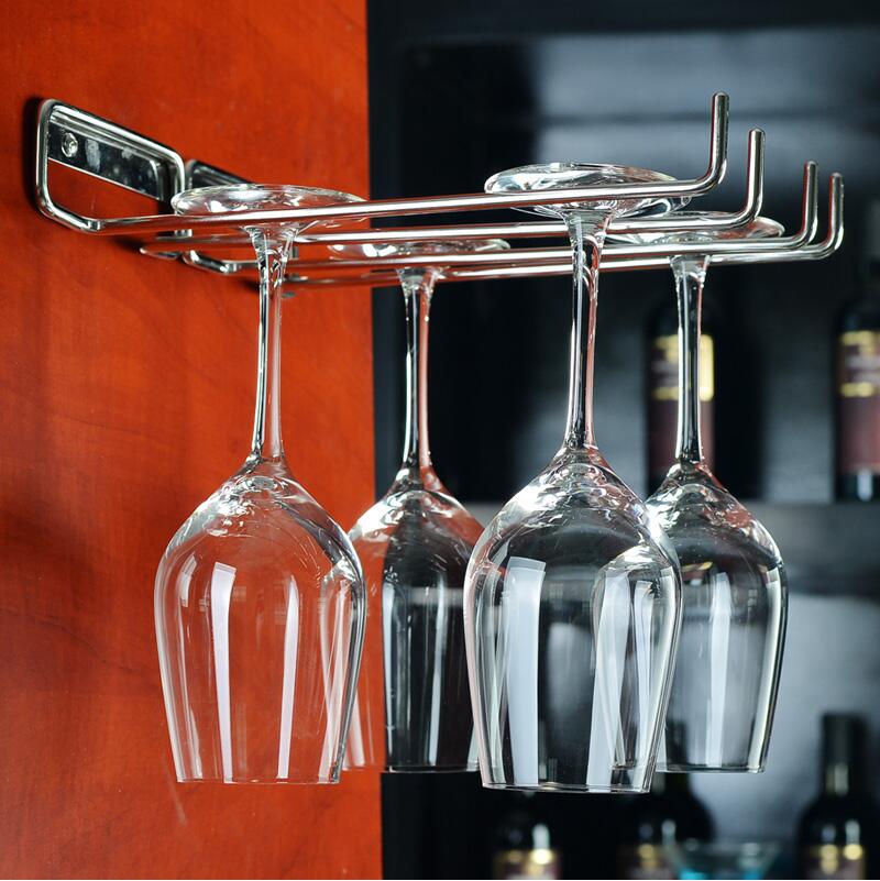 304 stainless steel red wine glass shelf upside down home wine glass shelf hanging high-foot cup rack wall-mounted wine hanging cup rack
