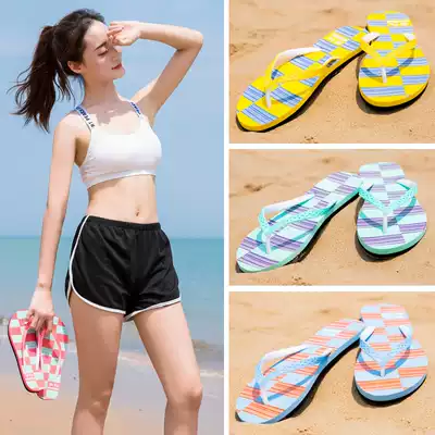 Pull back flip flops women's 2020 new summer fashion outer wear slippers non-slip flat bottom clip drag seaside beach slippers shoes