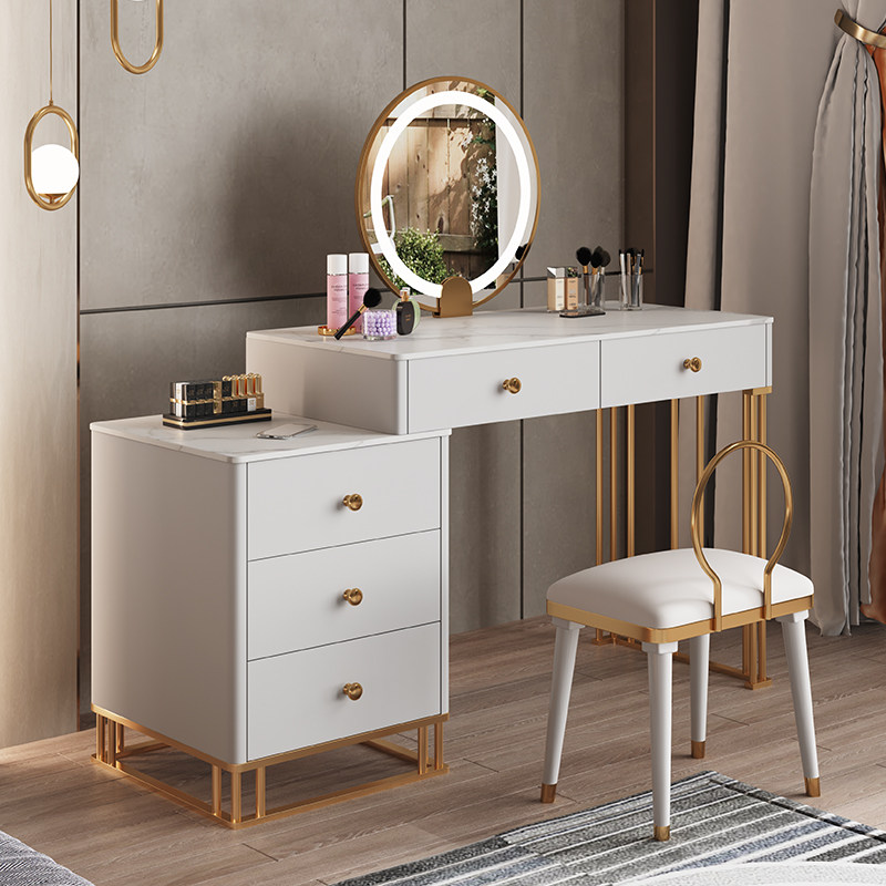 Light Extravagant Rock Board Cosmetic Table Containing Cabinet Integrated Net Red Makeup Desk Small Family Type Bedroom Floating Window Dressing Cabinet Makeup Table