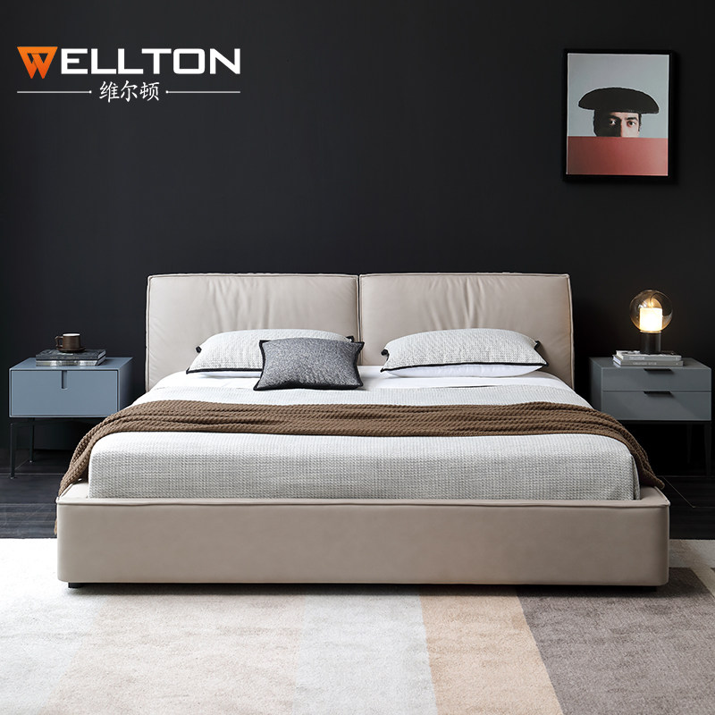 Nordic cloth bed modern simple small apartment disposable technology cloth bed master bedroom wedding bed Italian minimalist double bed