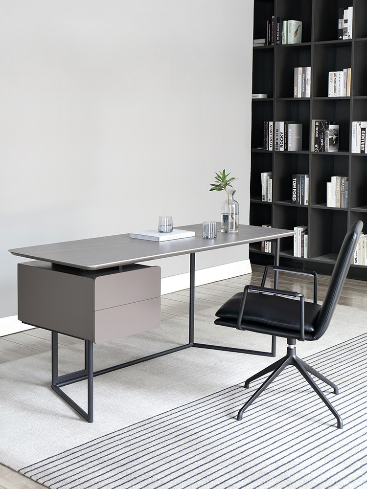 Italian light luxury Minimalist desk Modern simple home desk Study computer desk with drawer Rock board desk