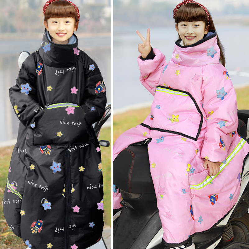 Electric car children's windbreaker warm winter plus velvet waterproof tram thickened windshield quilt battery motorcycle windbreaker