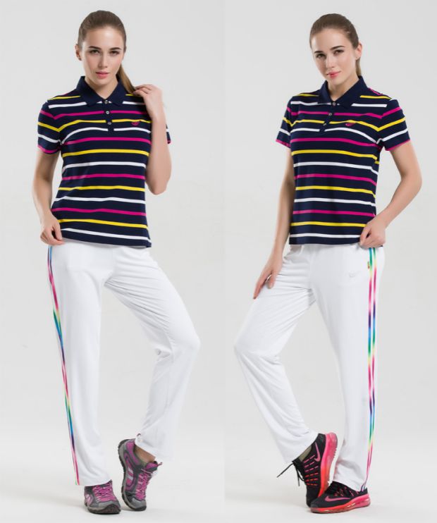 City Demei 2018 hè phong cách mới tinh khiết bằng vải cotton đính cườm ve áo size lớn tay ngắn thể thao diện áo polo nữ ngang áo polo givenchy