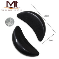MT black basalt crescent shaped energy hot stone Volcanic energy massage therapy Alum stone health massage 2-piece set