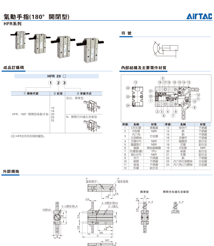 Hfr16 亚德客气动手指气缸HFK16/HFZ16/HFR16/HFY16-6-10-20-25-32-40-S-淘宝Taobao | 天猫Tmall