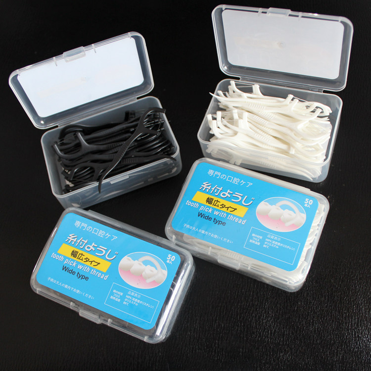 Daily good goods 50 a box of home daily cleaning dental floss stick disposable ultra-fine dental floss stick toothpick