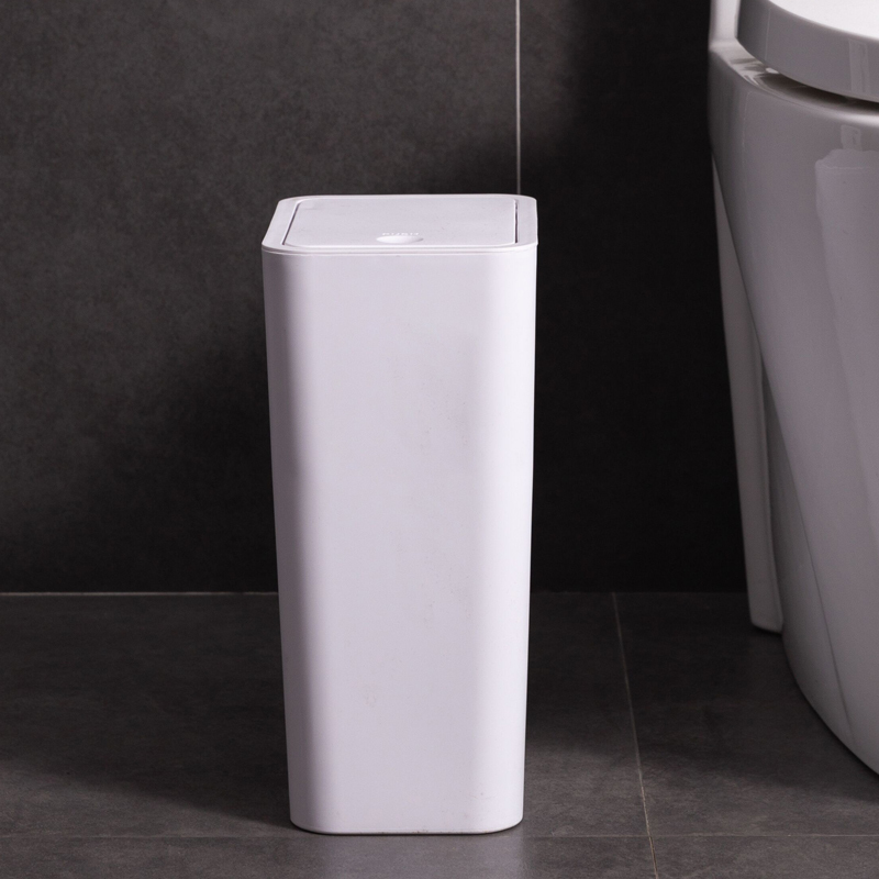 Small Bathroom Trash Can, Nordic Style, for Home Kitchen, Bedroom, Living Room, Large Rectangular Toilet Press-Type Waste Bin with Lid