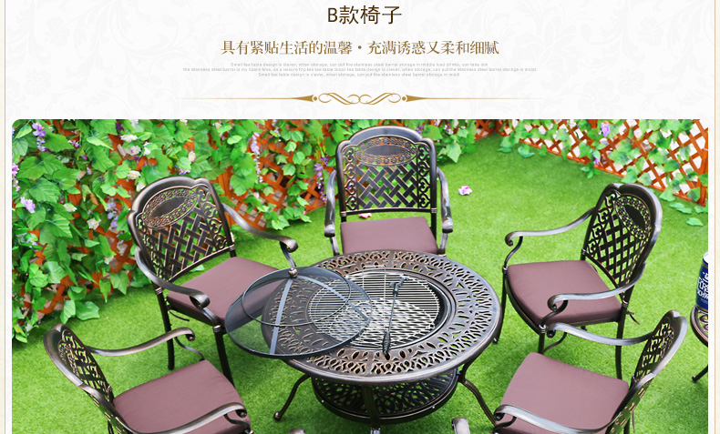 Bàn ghế BBQ ngoài trời Bàn và ghế bằng nhôm đúc Ban công Đồ nội thất bằng sắt Sân vườn ngoài trời Sân thượng Bàn và ghế BBQ Bộ năm món ban ghe san vuon