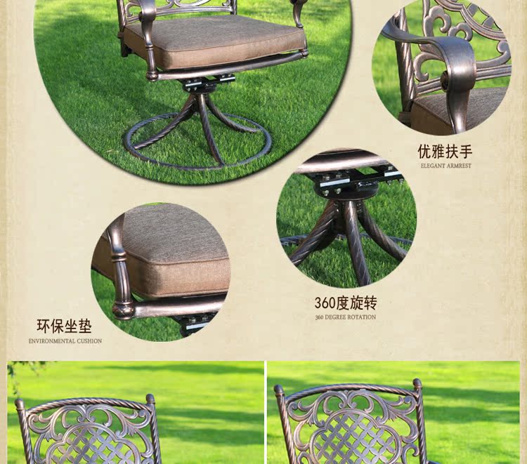 Bàn ghế ngoài trời giải trí bàn ghế ban công bàn ghế sân vườn bàn ghế sắt rèn nhôm ngoài trời bàn ghế năm mảnh bàn gỗ ngoài trời