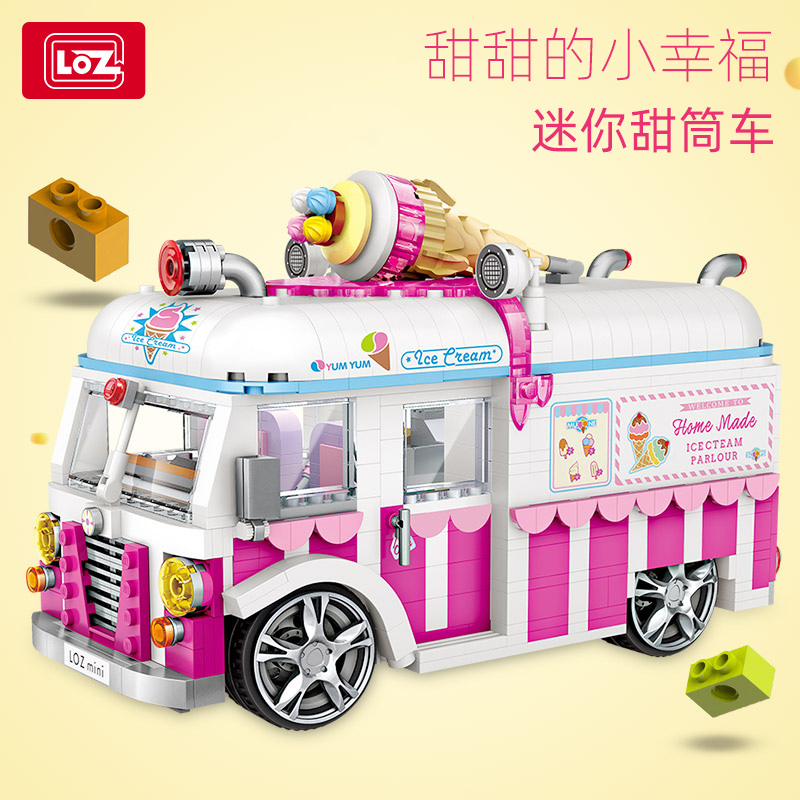 LOZ Lizhi small particles mini three-dimensional ice cream car children's building blocks assembled adult toys puzzle ornaments