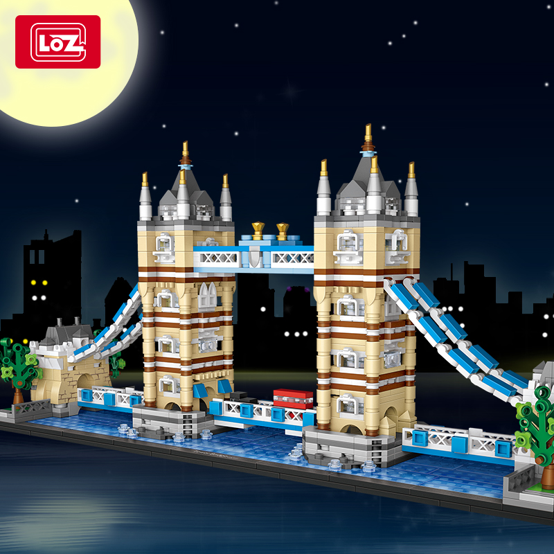 LOZ Lizhi Mini London Tower Bridge small grain construction Attractions Building Attractions building blocks Assembled Adults Cubic Toys