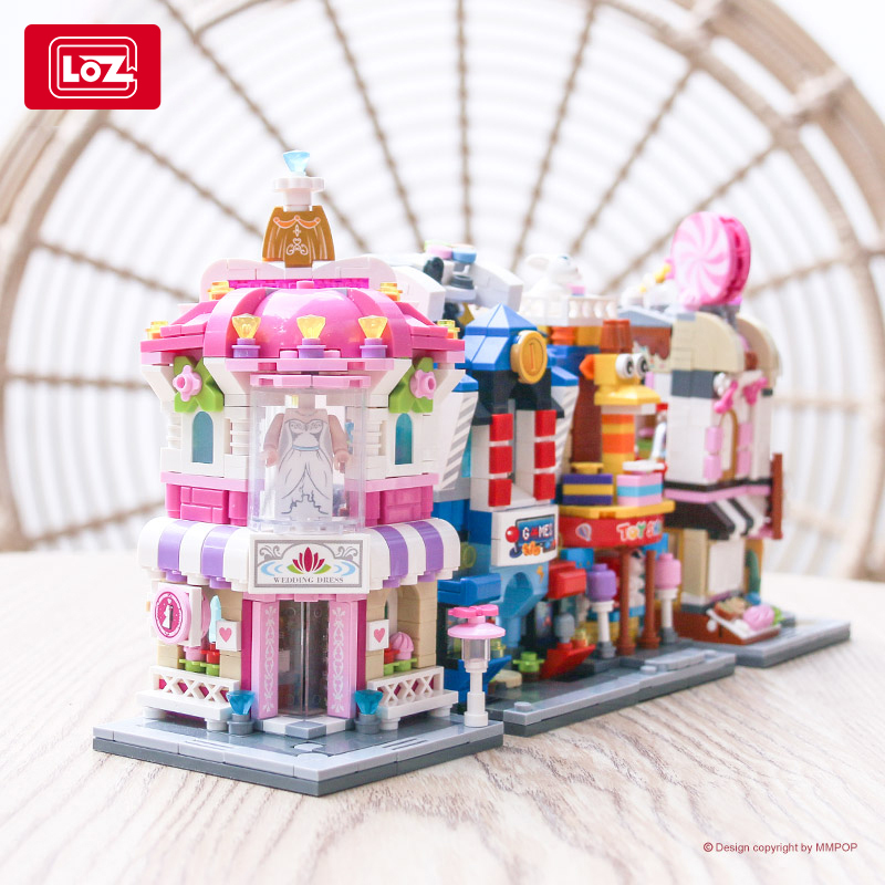 LOZ Li Wise Small Grain Mini Street View Assembly Building Block Toys Puzzle Children Parquet Model Miniature Small Shops