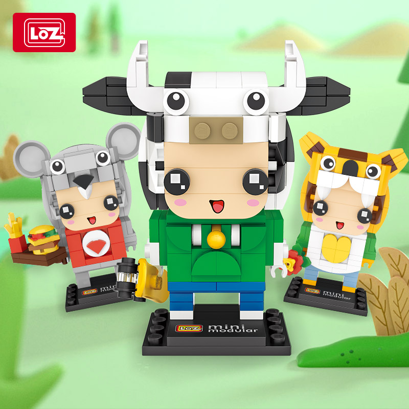 LOZ Li Zhi small particle building block assembly children's cartoon toy cute animal brick man model ornament gift
