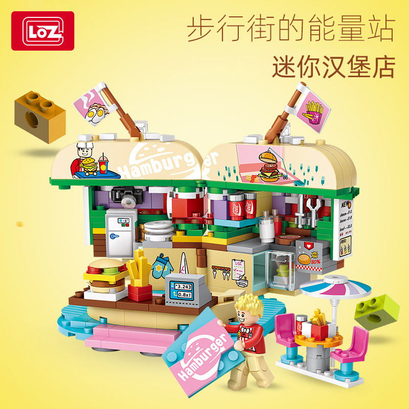 LOZ Li zhi small particle building blocks mini playground jumping machine bumper car pooling toy girl 6-12 years old