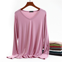 Pure Model Cotton V-collar T-shirt tops in autumn large-size loose chicken heart collar shirt repair blouse