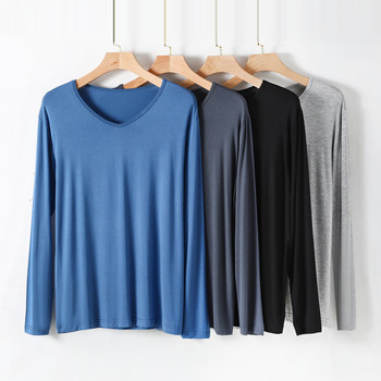 Modal ຜູ້ຊາຍ v neck ແຂນຍາວເທິງ