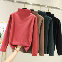 Developed semi-tall-collar sweater in autumn and winter with plug-thick long-sleeved T-shirt and thin-stained cotton coat