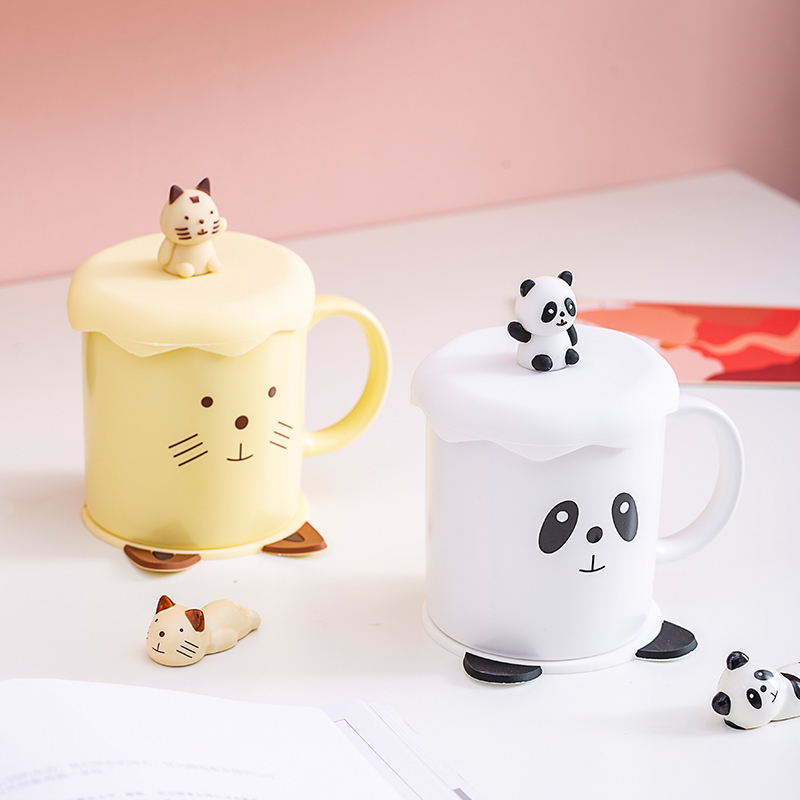 Mark cup cover with spoons cup children creative personality Ceramics Christmas Lovers Cup Water Cup Cute Teenage home