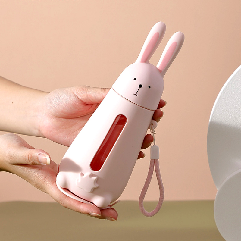 Korean glass hot cup water portable cup with hand cup girl to give gift anti-hot hand hands and drop children colorless ml