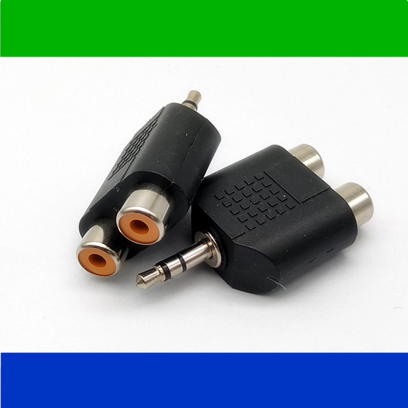 3 5mm headphone audio hole revolution Double lotus female adapter for 2rca converter speaker 10% 2