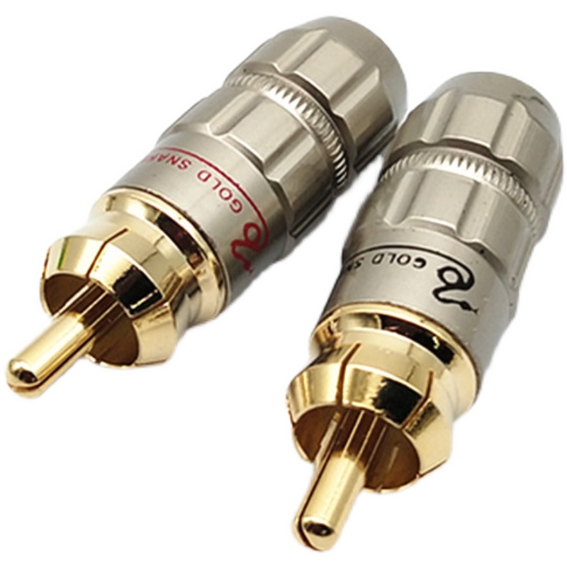 Snake King fever-grade copper gold-plated lotus head RCA connector AV plug audio and video connection head video head 5 0 tail hole