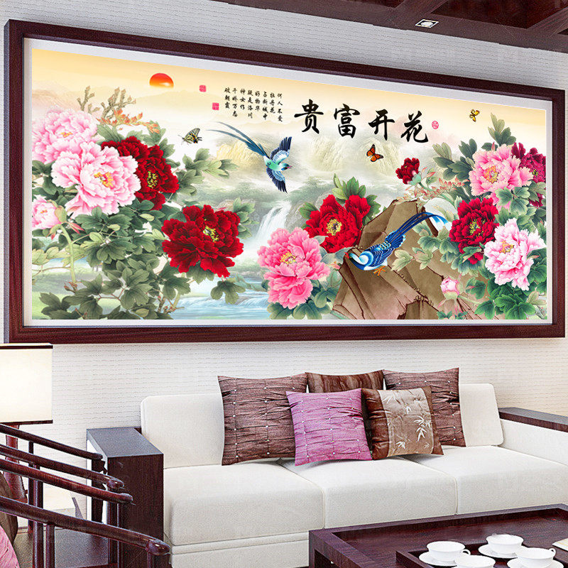 Cross stitch 2021 thread embroidery new living room hand-made large-scale flower blooming rich and full of embroidery peony home self-embroidery
