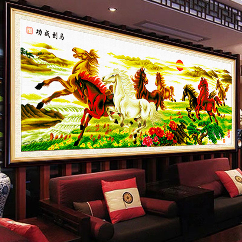 Cross stitch 2021 new horse to success thread embroidery large living room atmosphere household hand-made embroidery eight Jun map