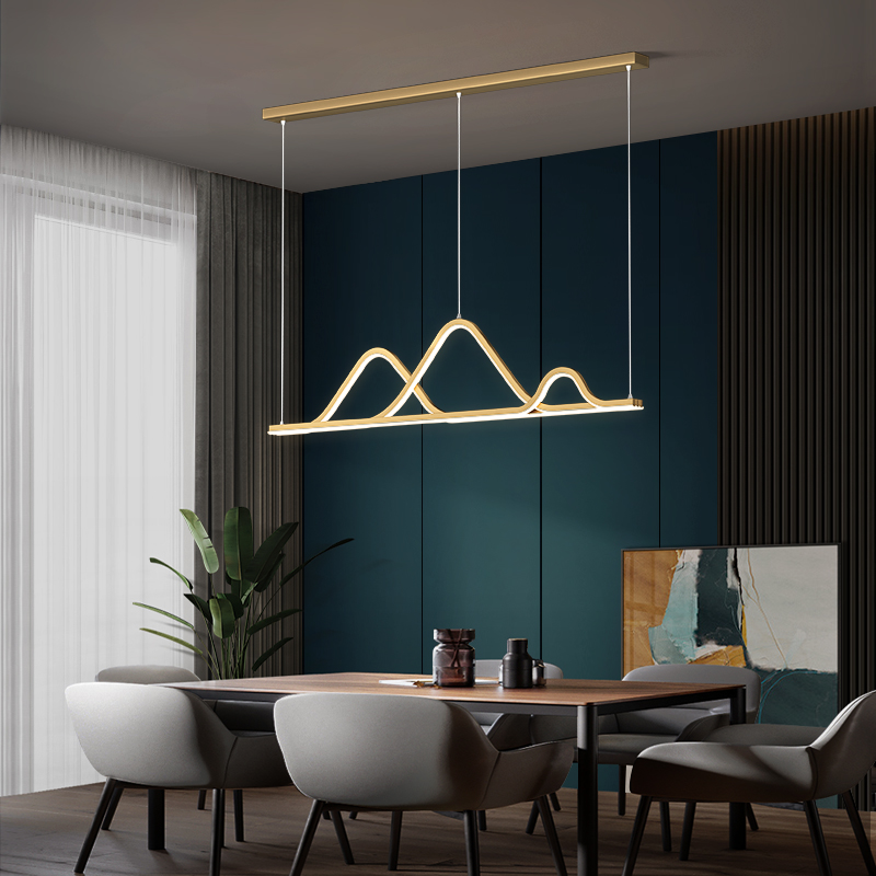 Creative Personality Light Extravagant Dining Hall Chandeliers Modern Minimalist Led Strip Full Copper Nordic Lamps Designer Bar Lights
