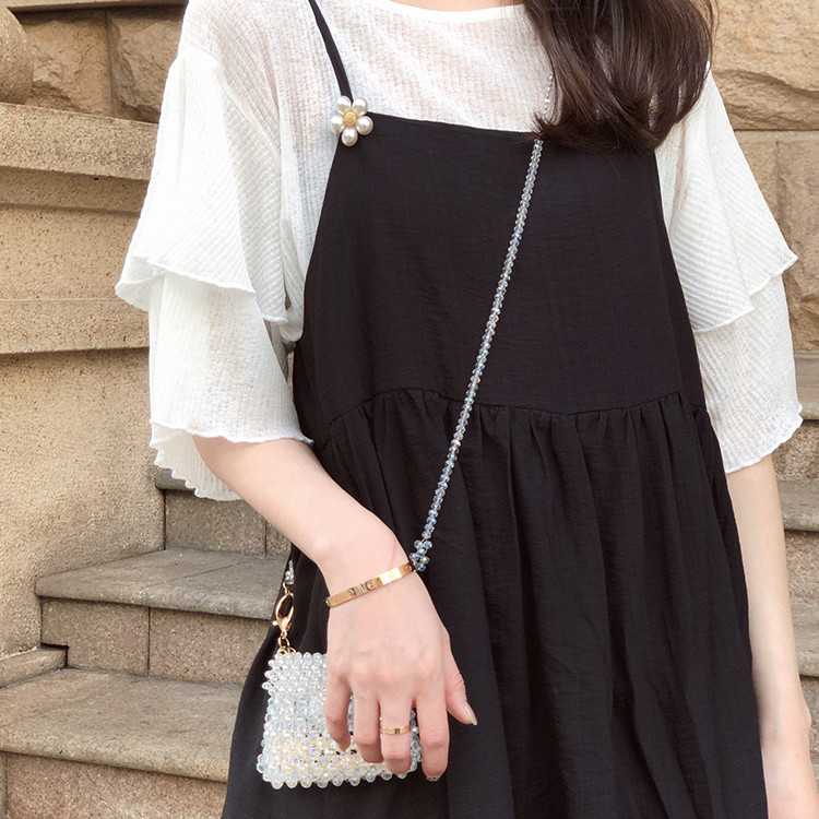 VK旗艦店 韓系小清新喇叭荷葉袖吊帶套裝短袖裙裝