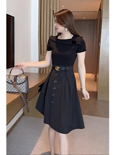 连衣裙假两件女夏装2025今年流行新款时尚小个子洋气女装漂亮裙子