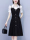 Plus Size Women's Dress 2025 Summer New Design Stylish and Elegant Slimming Fake Two-Piece Short-Sleeved Dress