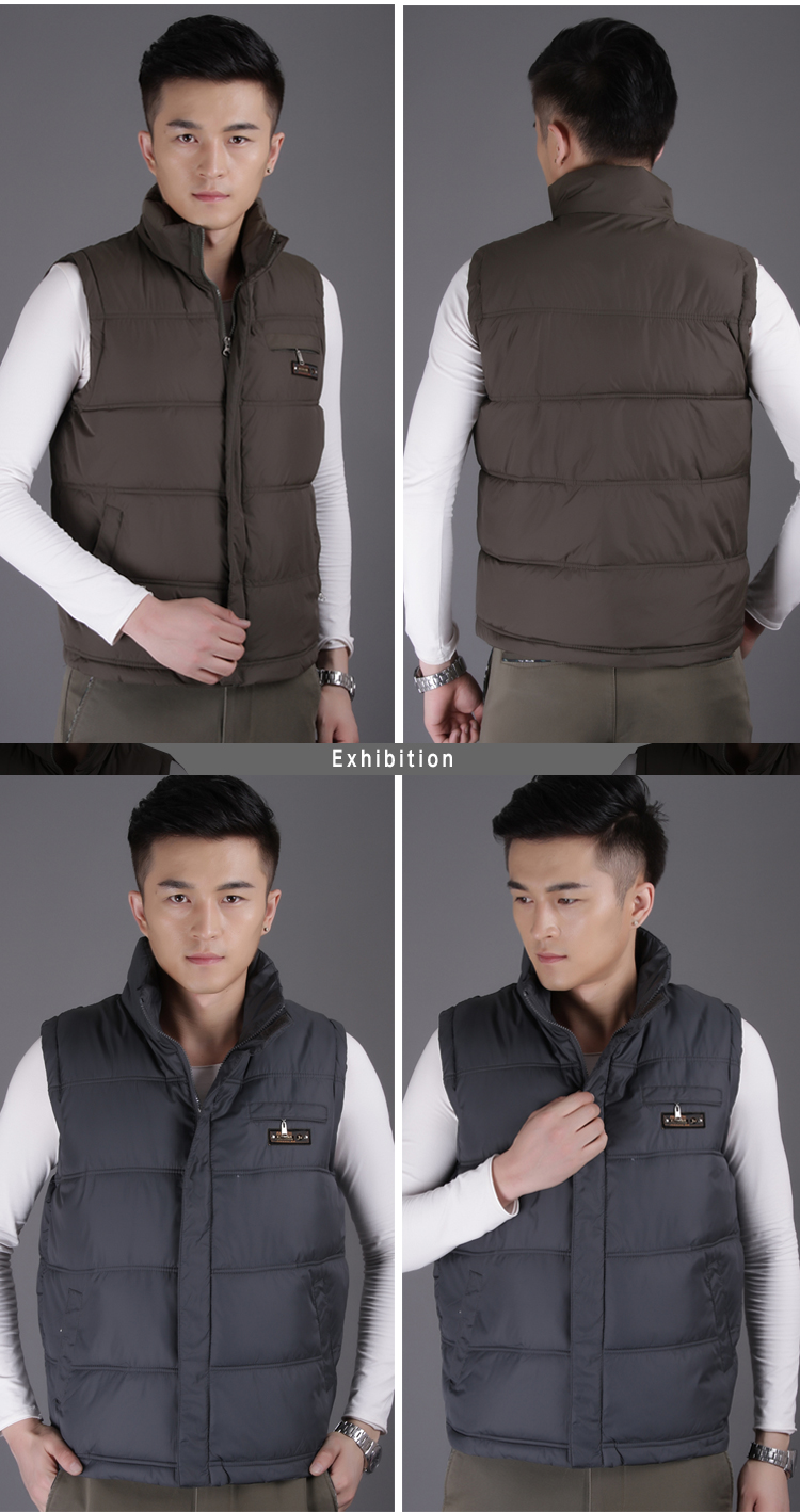 Đàn ông trung niên mùa thu và mùa đông áo vest cotton cộng với phân bón XL cha xuống áo bông đứng cổ áo vest bông áo ghi lê