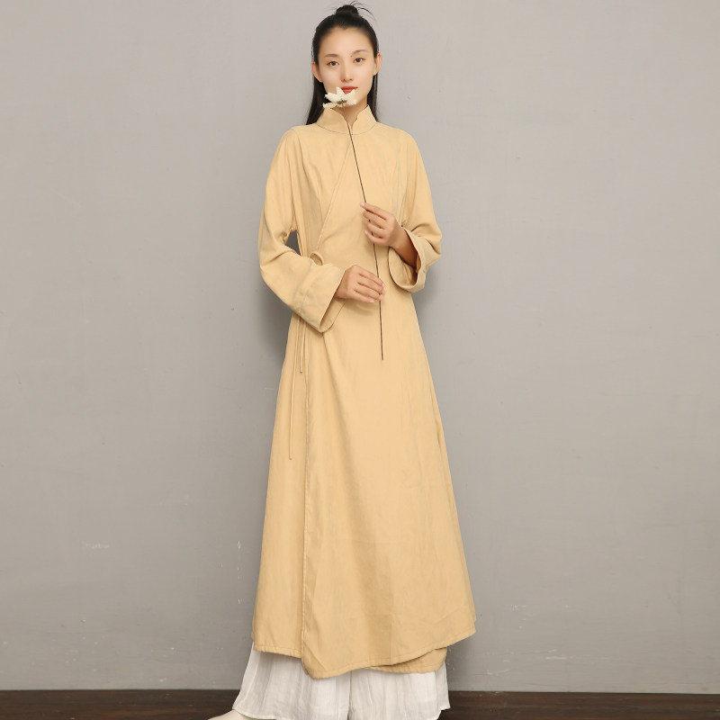 Su Hua-Cheongsam modified version of the dress Literary and artistic retro Zen clothes Zen Chinese style medium and long slim skirt