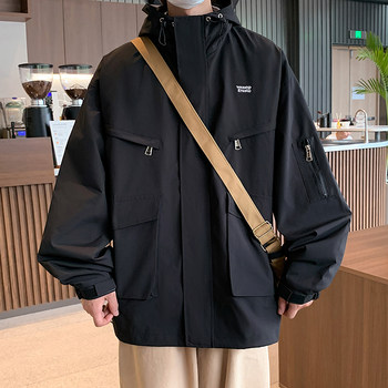 Black Outdoor Softshell Jacket Casual Top for Men and Women 2025 Spring Workwear Stylish Thin Jacket for Men