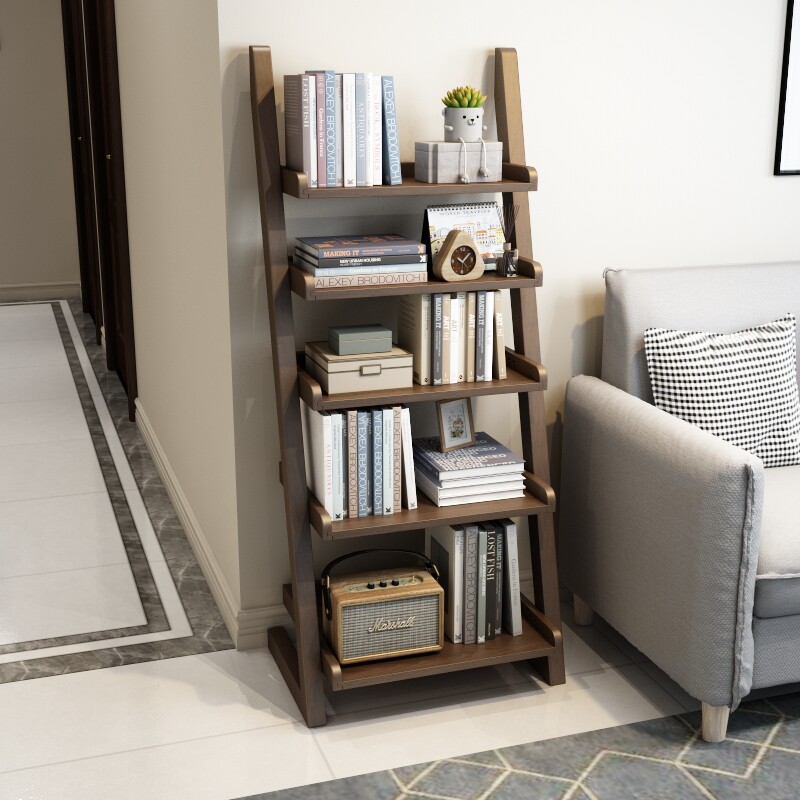 Solid wood bookshelf floor-to-ceiling living room small shelf bedroom simple shelf against the wall children's home bookcase