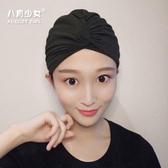 Swimming cap women's long hair enlarged but not tight head high face value big head circumference large size fashion black cloth hot spring swimming