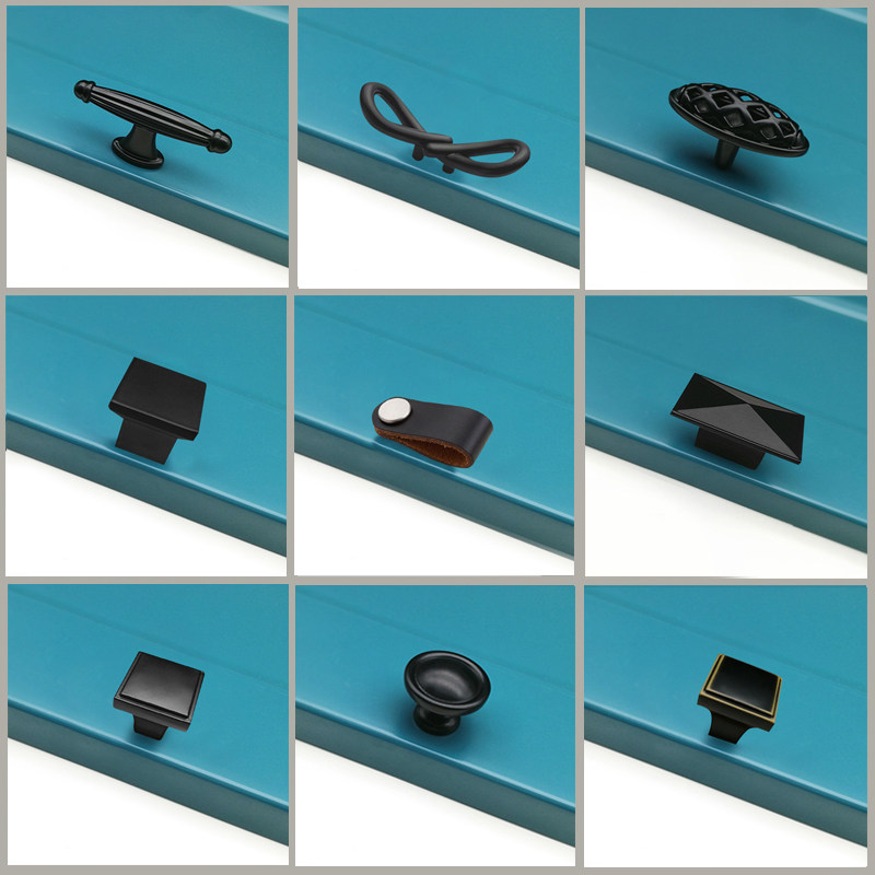 Drawer handle single hole black bedside table simple Nordic overall cabinet wardrobe round square pull ring cabinet door handle small