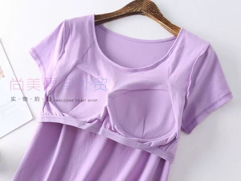 LHZ có thể mặc đồ ngủ cotton mùa hè cho phụ nữ với miếng lót ngực áo ngực ngắn tay không có chữ, một chiếc quần đùi nửa tay dịch vụ tại nhà - Cặp đôi