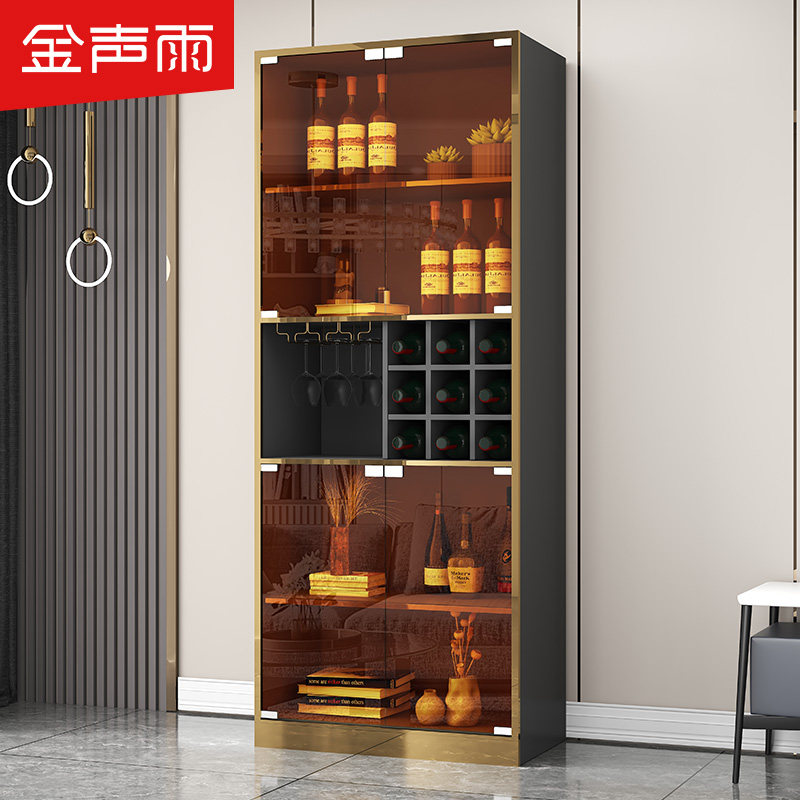 Jinsheng rain glass wine cabinet against the wall Modern simple light luxury display cabinet Storage cabinet Glass door wine cabinet Decorative cabinet