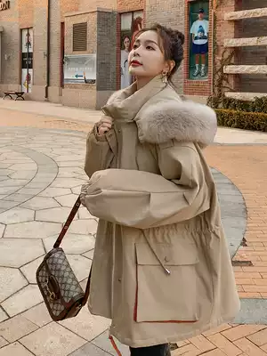 Big hair collar tooling Parker thick coat women short 2021 Winter Korean loose port style plus velvet student cotton coat