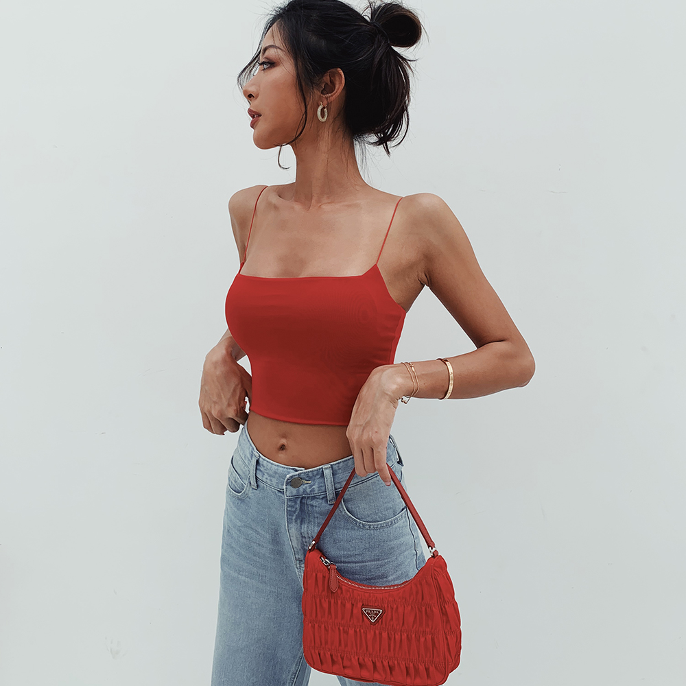 ITSNIKAR red camisole women's European and American flat chest new detachable with chest pad wrap chest