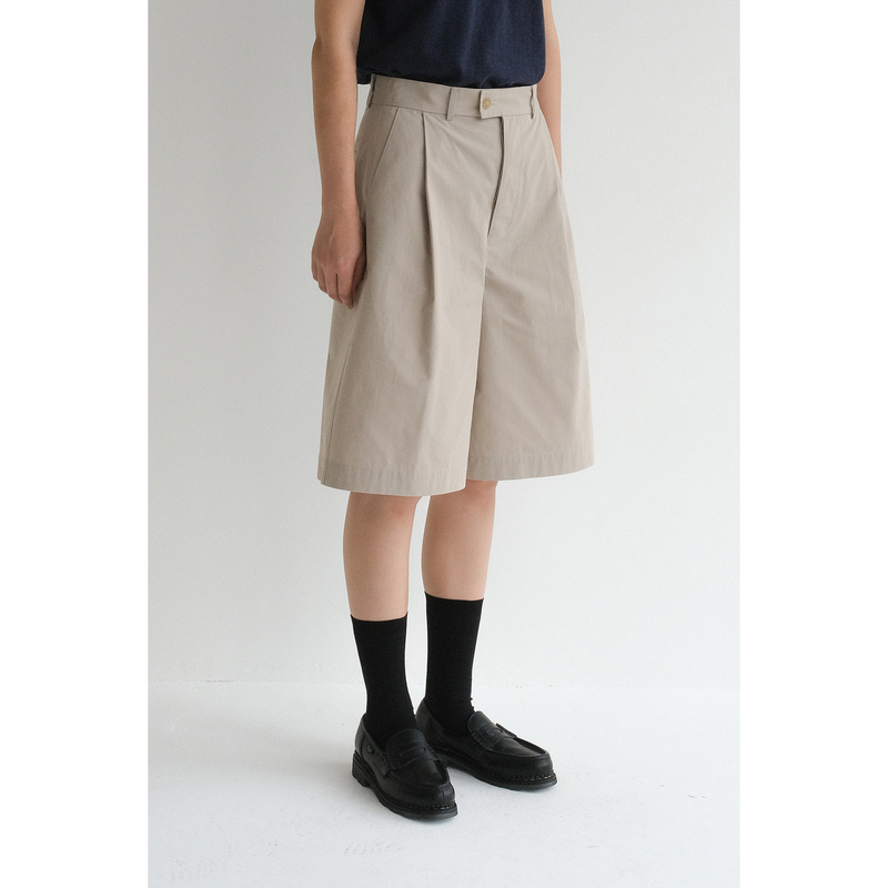 Khaki Cotton Blend Bermuda Shorts Wooden Ship