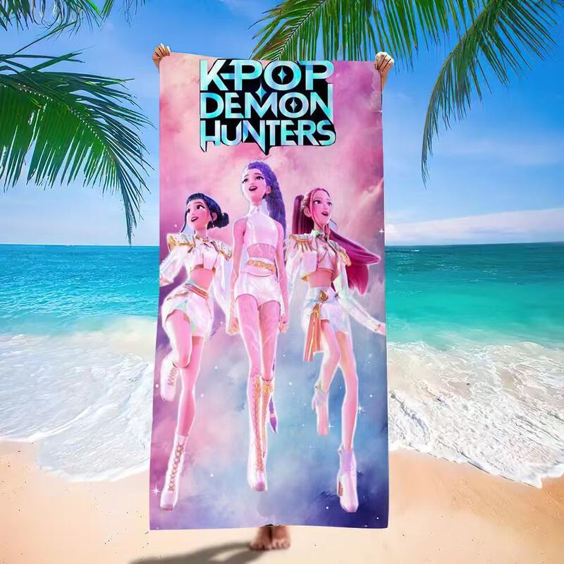 Trendy Demon Hunter K-Pop Quick-Drying Absorbent Beach Towel Anime Star Demon Slayer Girl Group Beach Towel Small Towel