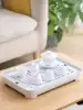 Cup tray Rectangular tea tray Tea cup Creative household fruit tray Plastic double drain tray holder for cups