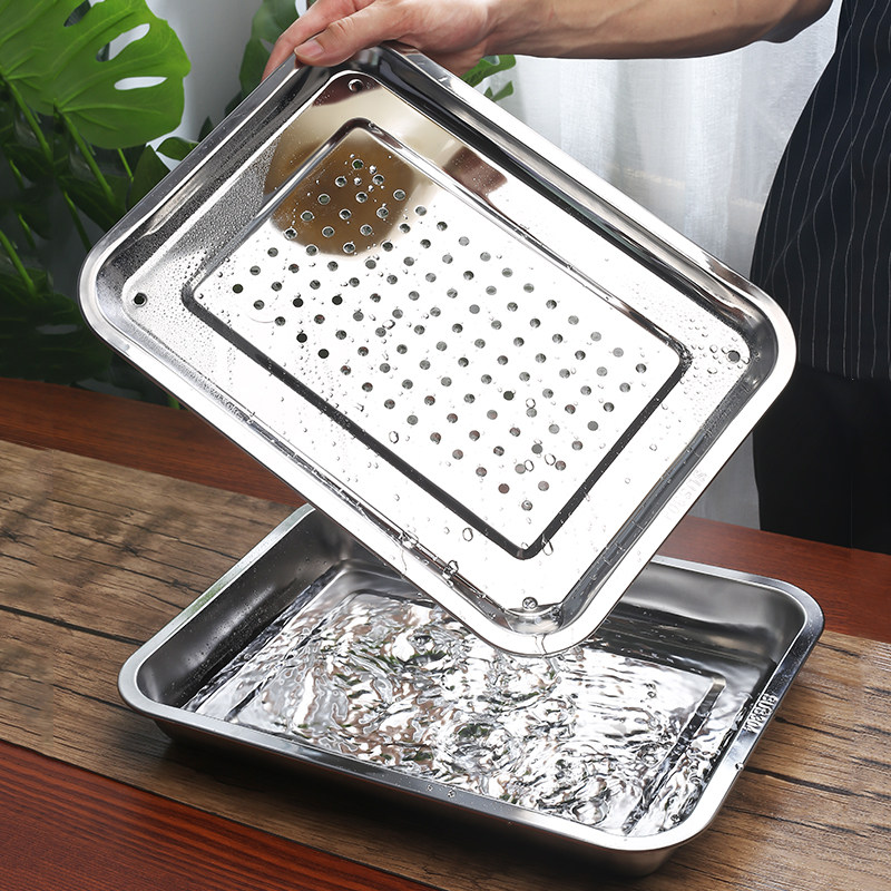 304 stainless steel tea tray Drain tray Kung Fu tea set small tea table rectangular storage tea sea tea tray Steaming tray