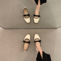 Unrestrained -- ITSK -- shallow flat-bottomed single shoe female square head butterfly knot Mary Janes shoes