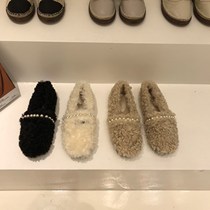 ITSK Hairy Shoes Women Winter Outwear Plus Velvet Lego Shoes A foot of a foot of Bean Bean Shoes