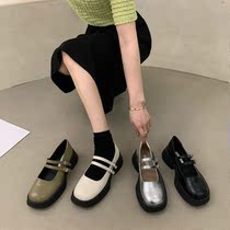 Good to wear again ~ ITSK square head light mouth double cingulum thick heel jk Marie treasures single shoe woman high heel shoes
